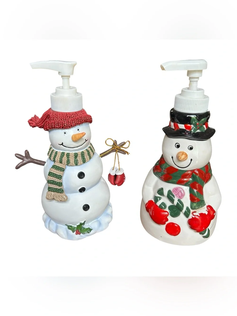 Snowman Soap Lotion Pumps Dispenser Lot Christmas Holiday Bathroom Decor Winter